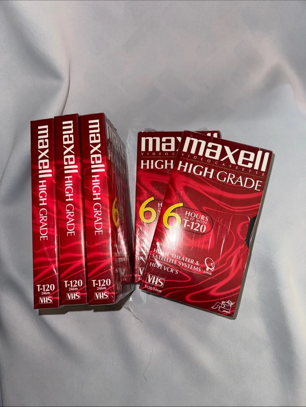 Maxell High Grade T-120 VHS Tape - 5 Sealed Tapes